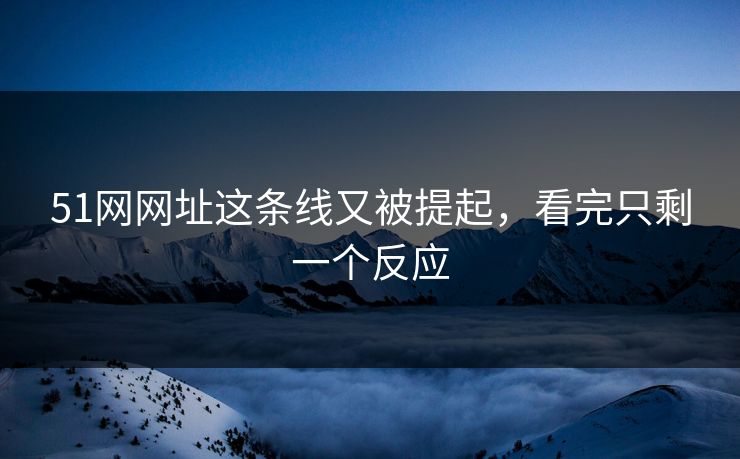 51网网址这条线又被提起，看完只剩一个反应